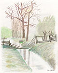 Baum am Fluss 18 (Farbstifte)