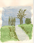 Baum am Fluss 19 (Gouache)