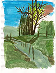 Baum am Fluss 25 (Gouache)