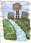 Baum am Fluss 26 (Gouache)