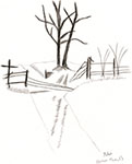 Baum am Fluss 3 (Graphit)