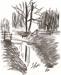 Baum am Fluss 4 (Kohle)