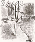 Baum am Fluss 5 (Kohle)